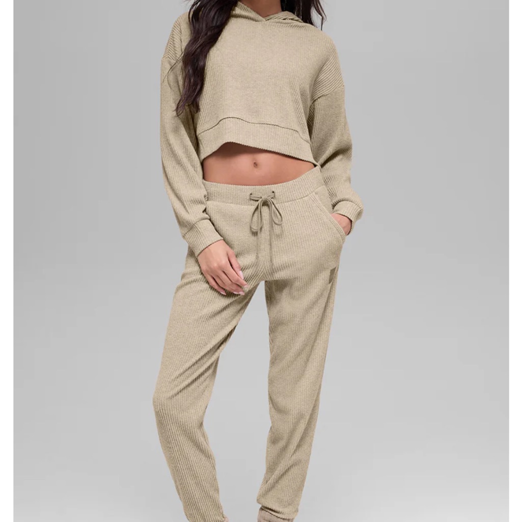 Alo Muse Hoodie And Pant Set In Gravel Heather